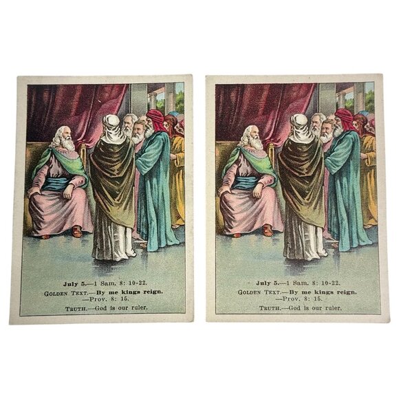 Antique 1908 Bible Lesson Picture Cards David C Cook Lot of 18 Christian Vintage - Picture 4 of 11